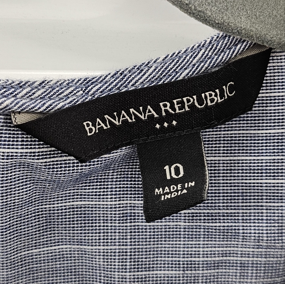 Banana Republic Poplin Chambray Sleeveless Top Size 10 Cotton Back Zipper Blue - Picture 8 of 10